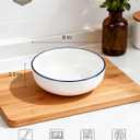 OTAGO 8" Stoneware Salad and Pasta Bowls Set of 6, Porcelain Ceramic Bowls with Blue Rim, Microwave & Dishwasher Safe Tableware for Kitchen, Dinner & Dining