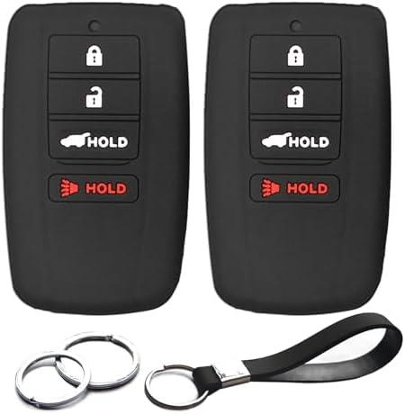 INFIPAR 2pcs Compatible with Acura ILX MDX RDX RLX TLX NSX 4 Buttons KR5V1X Smart Black Key Fob Cover Case Key Chain Protector Keyless Holder