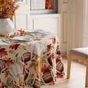 XCHI Fall Pumpkin Football Maple Leaves Tablecloth Round Washable Table Covers for Home Party Decorations 70x70 Inch