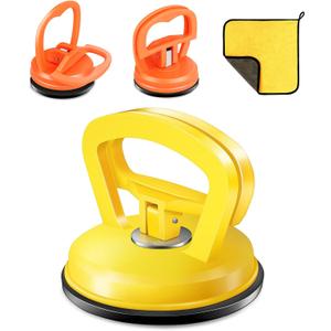 Car Dent Puller, Dent Remover Tool Kit, Dent Removal Kit with Suction Cup and Handle Lifter for Auto Body Small Dent Repair, Glass Mover, Screen, Object Moving (Yellow + Orange)