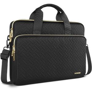 DOMISO 17 inch Laptop Sleeve Protective Case Cover Compatible with 17-17.3 inch HP Dell ASUS Lenovo Chromebook,Waterproof Computer Cases Bag with Shoulder Strap,Black