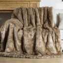 OMERAI Faux Fur Blanket, Ultra Soft Luxury Fuzzy Throw Blanket, Long Pile Plush Cozy Warm Decorative Blanket for Couch, Sofa, Chair, Bed, Heavy Weight, 50" x 60", Sandstone Fawn