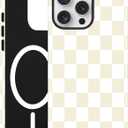 Jusy Compatible with MagSafe Checkerboard Phone Case for iPhone 16 Pro, Cute Aesthetic Checkered Magnetic Soft TPU and Hard PC Protective Phone Cover for Women Girls（Matte） - Beige