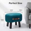 Small Footstool with Handle, Velvet Ottoman Foot Rest with Padded Seat, Curved Foot Stool with Wooden Legs, Portable Foot Rest for Living Room, Bedroom, Entryway, Peacock Blue