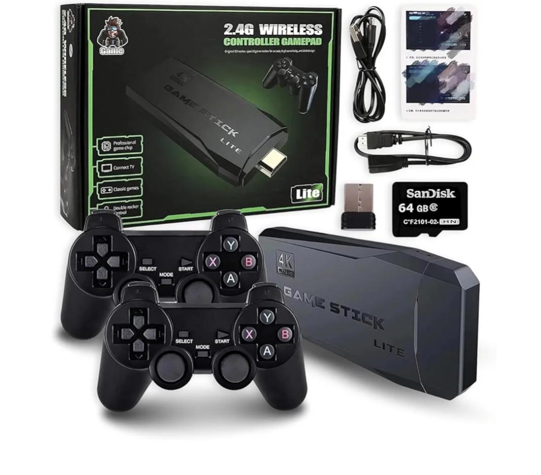 Retro Game Console TV Stick 64GB 4K HDMI | 20,000+ Classic Games | 2 Wireless Controllers | Vintage Arcade Gaming System | Plug & Play for Family Fun