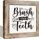 Bathroom Sign, Brush Your Teeth Sign, Wooden Box Sign Plaque, Decorative Wooden Table Sign, Kids Washroom Decor, Wooden Box Sign Desk Dcor, Farmhouse Home Bathroom Decor, Bathroom Decorations