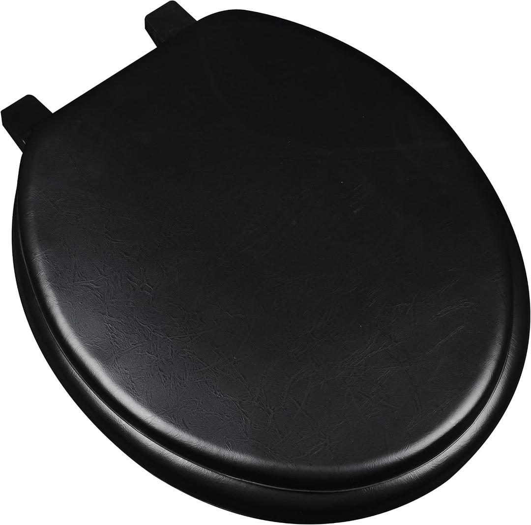 6Q1R1-90 Deluxe Vinyl Soft Toilet Seat, Round, Black