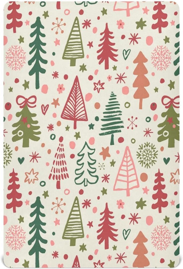 Crib Sheet, Unisex Crib Sheet, Soft and Comfortable for Standard Crib and Toddler Mattress, Christmas Tree (Medium, Multicolor)