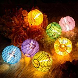 10 Pcs Valentine's Day Conversation Hearts Light String Decor 9.8ft Conversation Heart Lanterns Battery Operated Hanging Pastel Fabric Romantic Decor with 2 Lighting Modes for Room Patio Wedding