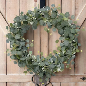 Eucalyptus Wreaths for Front Door 22", Handmade Green Leaves Wreath for Summer, Spring and All Seasons, Greenery Floral Wreath for Wall and Outside