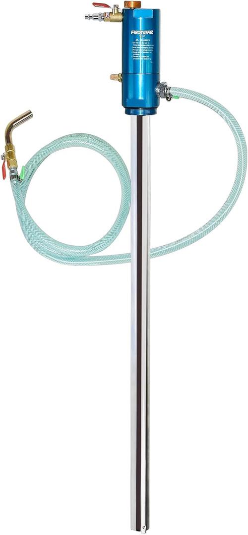 FIRSTINFO A1182US Pneumatic Oil Barrel Drum Pump/Dispenser (1:1) for 50-gallon Pails/Drums and Open Containers/Vessels, Fast Oil/Liquid/Fluid Transfer