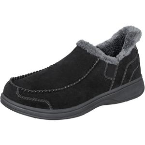 Orthofeet Men's Orthopedic Vito Hands-Free Water-Repellent Faux Fur Lined Slipper (10, Black)