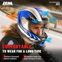 LEM Modular Motorcycle Helmets Fiberglass, Full Face Motorcycle Helmet Flip Up for Touring, DOT Certified, Release Sun Visor & Removable Comfort Liner, Lightweight Street Bike Helmet (Blue, M)