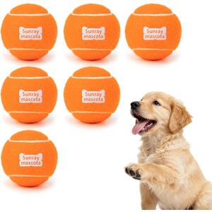 2.5" Dog Tennis Balls 6-Pack Silent Bounce, Tough Rubber Core, Durable Fetch & Training Toys for Indoor/Outdoor Play, for Small Medium Large Dogs (Orange, 6 Pack)