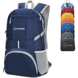 ZOMAKE Lightweight Packable Backpack 35L, Light Foldable Backpacks Water Resistant Collapsible Hiking Bag, Compact Folding Day Pack for Travel Camping(Navy Blue)