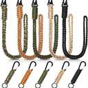 Zhengmy 8 Pcs Paracord Lanyards Heavy Duty Neck Lanyards for ID Badges Braided Keychains Necklace Keychain Paracord Wrist Strap Keys Hook Whistles Camera Wallet Outdoor Activities