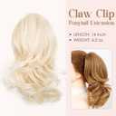 Wavy Claw Clip Ponytail Extension Clip on Hair Extensions For Women 14 Inch Claw Clip Hair Extensions Blonde Ponytail #16 light Blonde