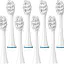 Standard Electric Toothbrush Heads - 8 Pack Electric Toothbrush Replacement Brush Heads for Dazzlepro Elements - Tooth Brush Heads for AquaSonic Vibe, Duo Pro & Black Series Pro (White)