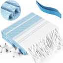 Genovega Oversized Turkish Beach Towels 74"x38" Thin Quick Dry Sand Free Pool Swim Bathing Towel Extra Large Blanket Adult Travel Essentials Cruise Accessories Must Haves Summer Light Blue Stuff