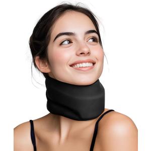 Neck Brace Cervical Collar - Neck Support Brace for Sleeping, Soft Foam Wraps Keep Vertebrae Stable and Aligned for Relief of Cervical Spine Pressure Black Medium(12.6-15.8 Inch)