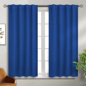 BGment Rod Pocket and Back Tab Blackout Curtains for Bedroom - Thermal Insulated Room Darkening Curtains for Living Room, 2 Window Curtain Panels (38 x 54 Inch, Classic Blue)