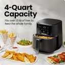 Chefman Air Fryer 4 QT Compact Airfryer for Quick & Easy Meals in Minutes, Features Hi-Fry Technology for Extra Crisp, Touchscreen Controls with 4 Presets, Nonstick & Dishwasher Safe Basket - Black