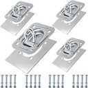 Recessed D Ring Tie Down Anchors 4 Pack (6,000 Lbs), Heavy Duty Trailer Floor Tie Downs and Anchor Points for Securing Cargo, Equipment, ATV, UTV, Truck Silver