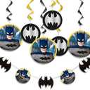 Unique Batman Party Decorations Kit - 7 Ft. (Pack of 7) - Multicolor Hanging Swirls & Garland - Perfect for Superhero Themed Birthday and Event Celebrations