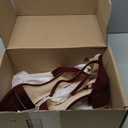 PARTY Women's Open Toe Ankle Strap Low Block Chunky Heels Sandals (8.5, Burgundy)