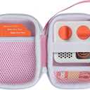 Hard Case Compatible with Yoto Mini Kids Audio Music Player Children Speaker Plays Audiobook Cards Radio (Pink + Off White Case)