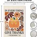 In Everything Give Thanks Garden Flag, Christian Pumpkin Bible Banner, Floral Christian Fall Thanksgiving Harvest Yard Outdoor Decor for Farmhouse Holiday, Thanksgiving Flags Gifts for Women BFF