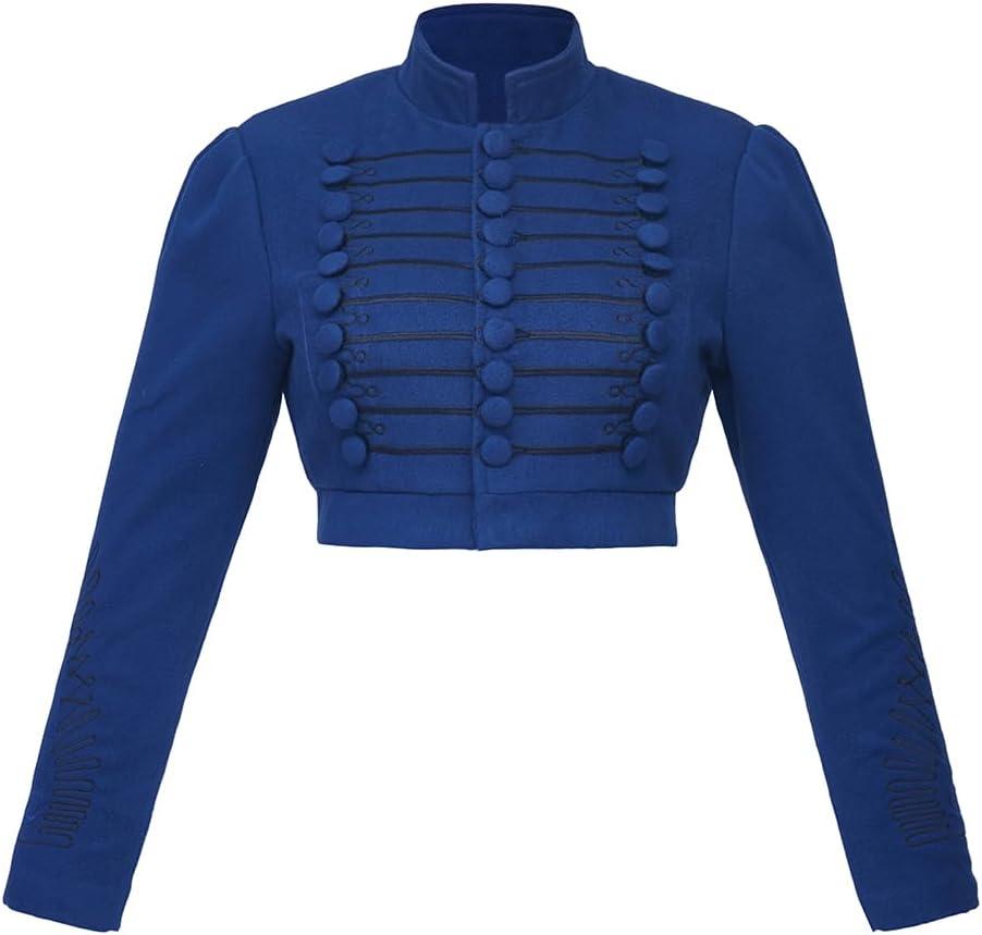 Women's Empire Costume Spencer Jacket Regency Crop Redingote Horse Riding Show Coat (Navy Blue) S