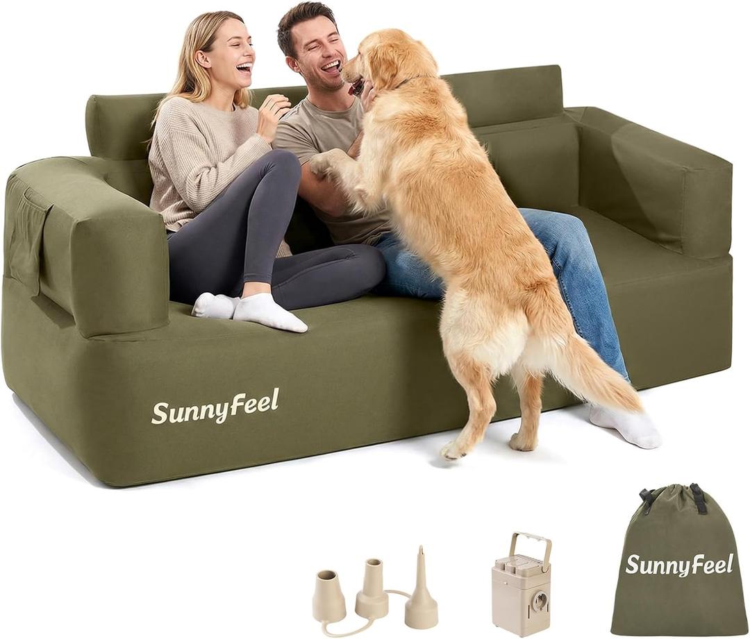 SUNNYFEEL Inflatable Couch for Camping with Built-in Pump - 2-3 Person, X-Large