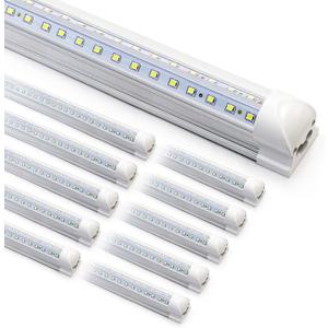10-Pack 8ft LED Shop Light Fixture - 90W T8 Integrated LED Tube Light - 6500K 12000LM V-Shape Linkable - High Output - Clear Cover - Plug and Play - 270 Degree Lighting for Garage, Shop, Barn (8ft-6500k-10pack)