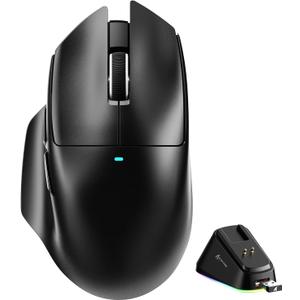 ATTACK SHARK V6 65g Superlight Wireless Gaming Mouse with RGB Magnetic Charging Dock, BT/ 2.4GHz Wireless/ Wired Mouse 1K Polling, PixArt PAW3311 Sensor, 25000DPI, Office Gamer Mice for PC/ Win/ Mac(Black)