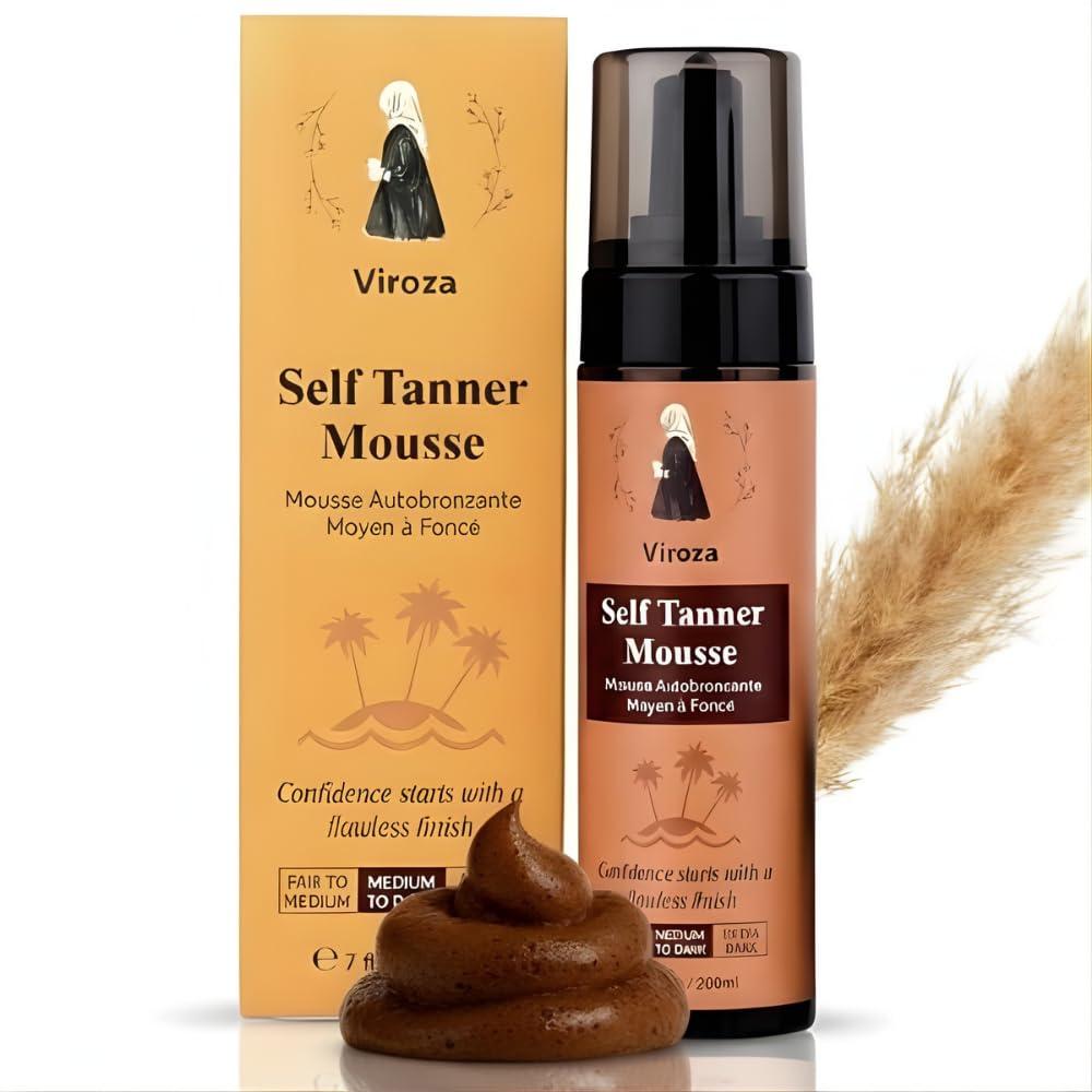 Self Tanner Tanning Mousse - Natural & Organic Ingredients, Self Tanner Mousse and Mitt, Tan Kit, Fake Tan Tanning Foam, Fair to Medium, Sunless Tanners