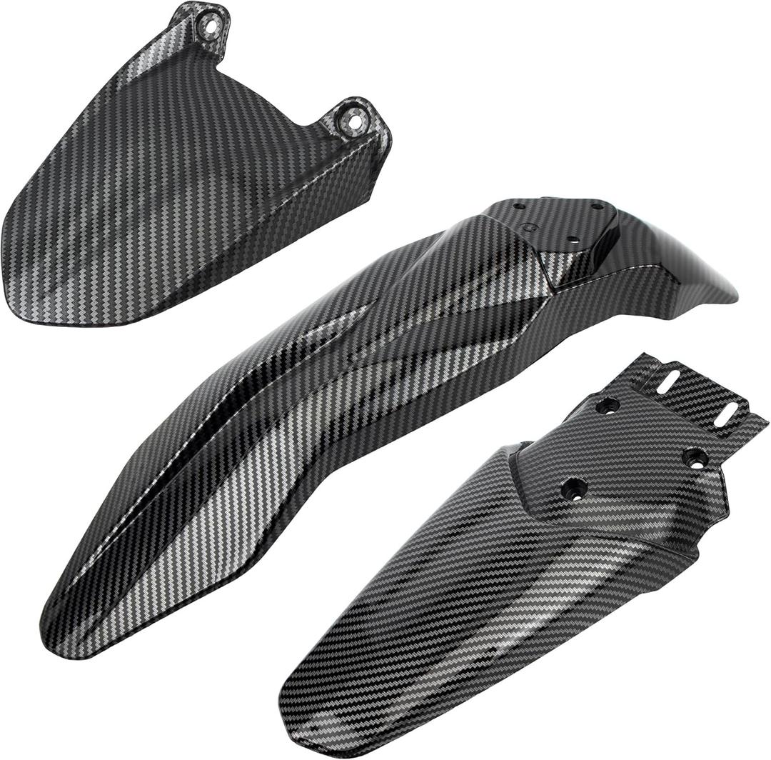 Motorcycle Fender Set Shock Front Rear Mudguard Fender Protector Compatible with Talaria Sting MX3 MX4 Electric Dirt Bike Imitation Carbon Fiber