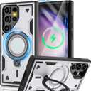 for Samsung Galaxy-S23-Ultra-Case with Magsafe & [HD Screen Protector2][Anti-Fingerprint], 360 Metal Rotated Kickstand,Military Grade Shockproof Protective for Galaxy S23 Ultra Case,Gray