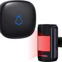 Wireless Motion Sensor Alarm Indoor, 1 PIR Detector + 1 Receiver, Movement Activated Doorbell Chime for Home Doorway/Business Entry/Garage Security/Store Entrance, Pet/Elderly/Dementia Monitor (Black)