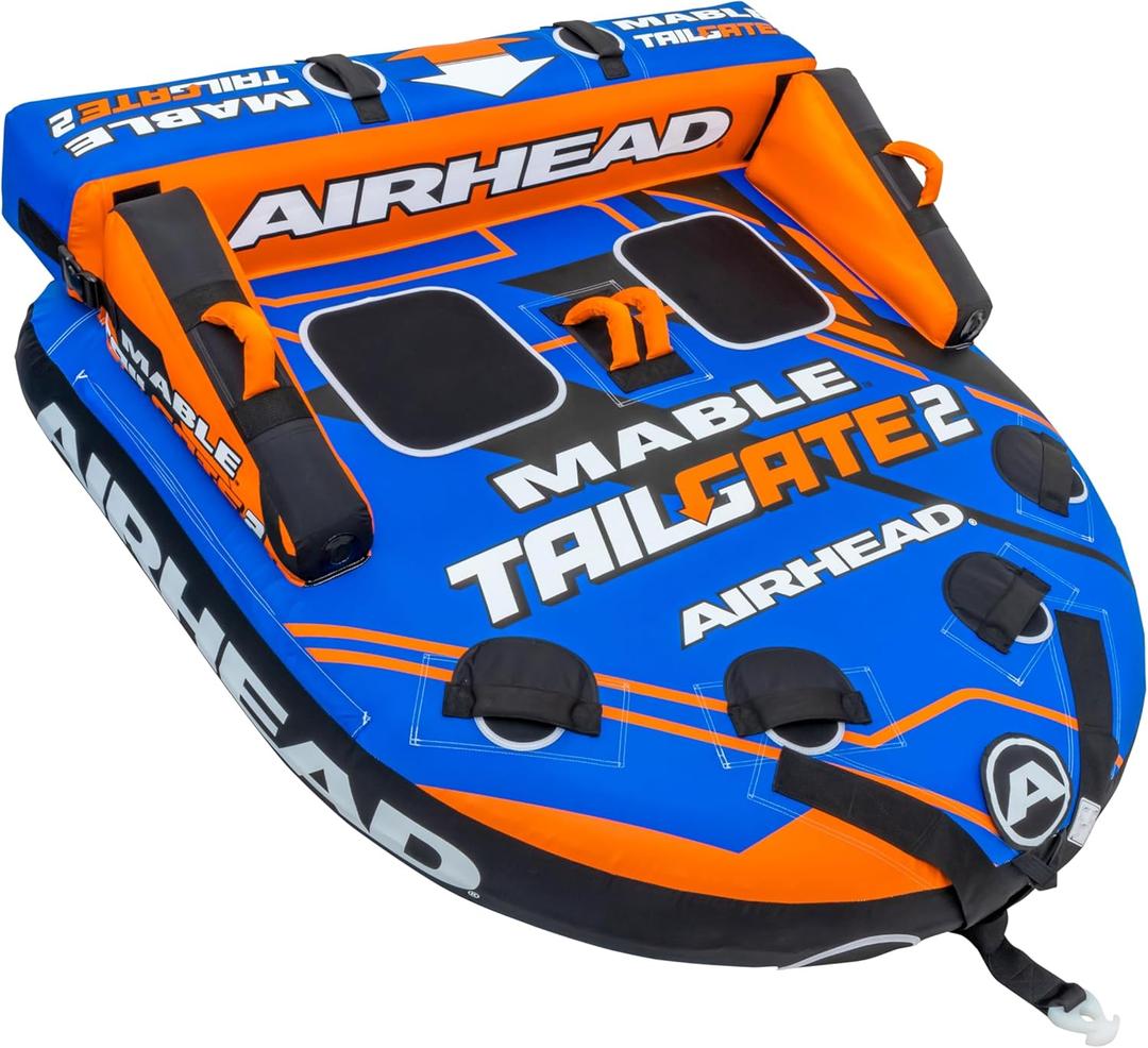 Airhead Mable Inflatable Towable Tube, 1-4 Rider Models, Dual Tow Points, Full Nylon Cover, EVA Foam Pads, Patented Speed Valve, Boat Tubes and Towables
