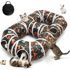 Cat Tunnel for Indoor Entertainment, Tear-Resistant Cat Play Tube with Play Ball, Collapsible Pet Tube with Interactive Peephole, Ideal for Outdoor Exercise for Kittens Puppies Rabbits (8-Shaped)