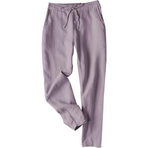 Tanming Linen Pants for Women Summer Casual High Waisted Drawstring White Beach Pant (Medium, Purple)