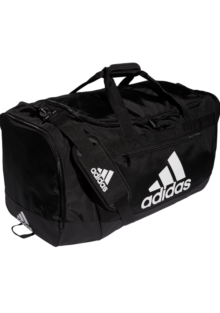 adidas Unisex Defender 4.0 Gym Duffel Bag for Men and Women, Black/White, Large (110L)