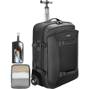 Rolling Backpack with Wheels, 50L Carry On Laptop Backpack for Travel & Business, Includes 2 Storage Bags, TSA Lock, Water-Resistant Ideal for Men, Women, Work, Commute & Airline Use