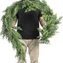 Artgar 6 Ft Christmas Cedar Garland - Realistic Greenery Cypress Garlands - Real Touch Artificial Pine Garland Christmas Decorations for Outdoor Home Dining Table Mantel Stair Porch Winter Xmas Decor