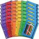 Pencil Pouch for 3 Ring Binder, Bulk 36 Pack 3-Holes Zipper Pencil Pouches in Assorted Colors, Sturdy and Durable Cloth Pencil Holder with Clear Window for Office School College Supplies (36)