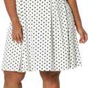 Star Vixen Women's Classic Str Ponte Knit Sleeveless Box-Pleat Fitnflare Dress (White Black Dot)