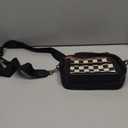 Checkered Crossbody Bags for Women Plaid Womens Cross Body Purses Checkerboard Leather Shoulder Bag Handbags (A02-black)