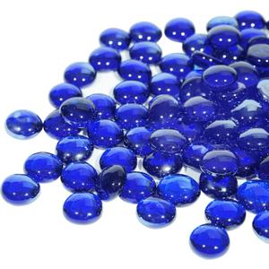 Fire Pit Glass, Cobalt Blue Firepit Rocks for Propane Firepit, Fireplace and Outdoor Decorative, 3/4 High Luster 10LB Round Fire Glass Beads, Cobalt Blue