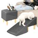 Dog Ramp for Couch, 15.74" Wide All-in-one Split Ottoman Dog Steps for Bed, Solid Wood, Gentle 23 Incline, 15.74" H Foldable Pet Stairs for Large and Small Dogs(Dark Gray)